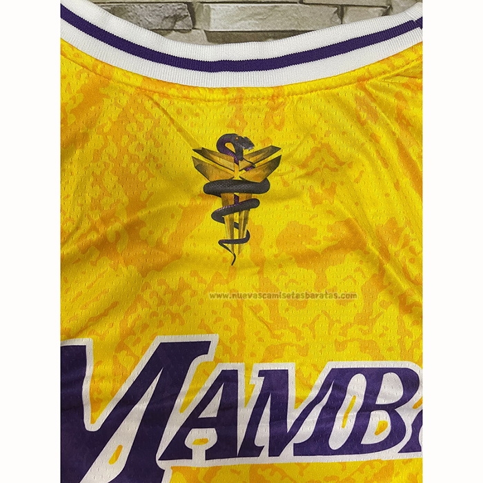 Camiseta Los Angeles Lakers Kobe Bryant NO 24 Mamba Amarillo